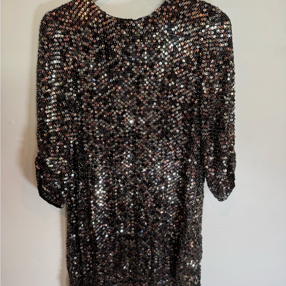 Parker Sequin Long Sleeve Dress - Black and Silver